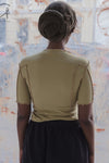 BASERANGE Ruffled Ribbed Cotton T-Shirt BAS-TTO3-RB-AU23-HUILV Gray Green TTO3-RB-000